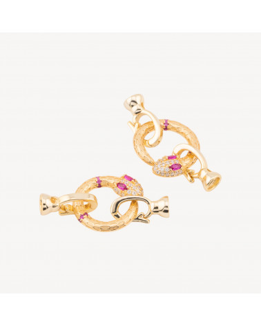 Chiusura In Argento 925 Con Zirconi Forma Di Serpente 16x34mm Con Coppetta 5mm 2pz Dorato-CHIUSURE IN ARGENTO 925 FAI DA TE | Worldofjewel.com