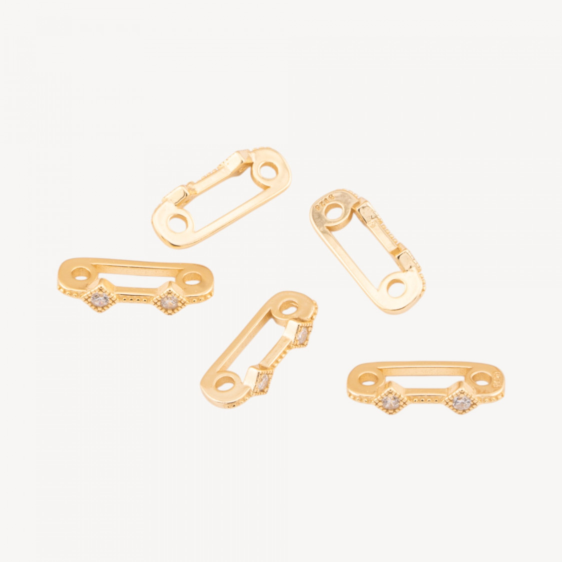 Componente Distanziatore Multifilo In Argento 925 Barretta A 2 Fili Con Zirconi 14x3mm 10pz Dorato-CONNETTORI PAVE' | Worldofjewel.com