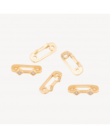 Componente Distanziatore Multifilo In Argento 925 Barretta A 2 Fili Con Zirconi 14x3mm 10pz Dorato-CONNETTORI PAVE' | Worldofjewel.com