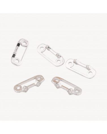 Componente Distanziatore Multifilo In Argento 925 Barretta A 2 Fili Con Zirconi 14x3mm 10pz Rodiato-CONNETTORI PAVE' | Worldofjewel.com