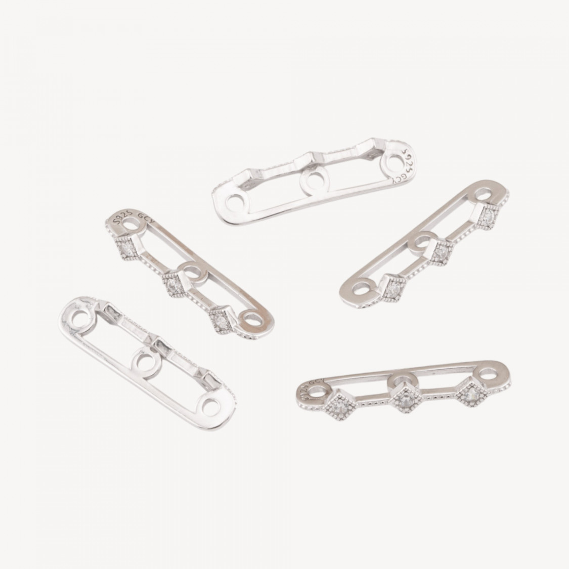 Componente Distanziatore Multifilo In Argento 925 Barretta A 3 Fili Con Zirconi 20x3mm 10pz Rodiato-CONNETTORI PAVE' | Worldofjewel.com