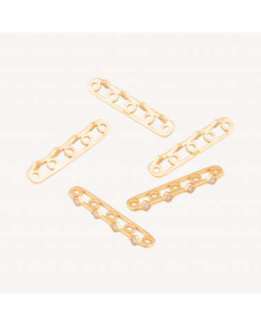 Componente Distanziatore Multifilo In Argento 925 Barretta A 5 Fili Con Zirconi 26x3mm 10pz Dorato-CONNETTORI PAVE' | Worldofjewel.com