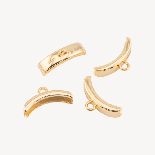 925 Silver Pendant Hook Component 4x16mm 4pcs Gold Plated