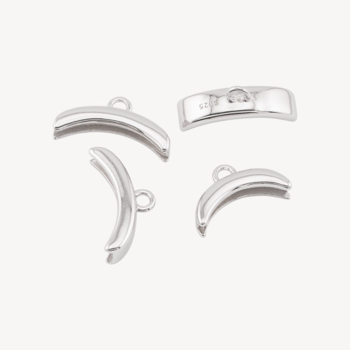 Gancho colgante de plata 925, 4 x 16 mm, 4 piezas, chapado en rodio