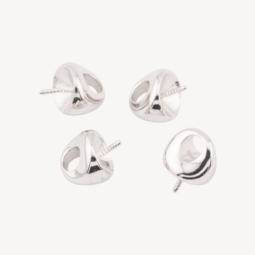 925 Silver Pendant Hook Component 7x7mm 6pcs Rhodium Plated