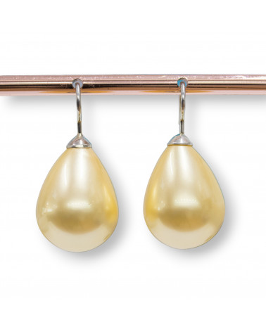 Orecchini A Monachella Di Argento 925 Rodiato E Perle Di Maiorca Goccia Giallo 16x21mm-PLATA 925 DISEÑO ITALIA | Worldofjewel.com