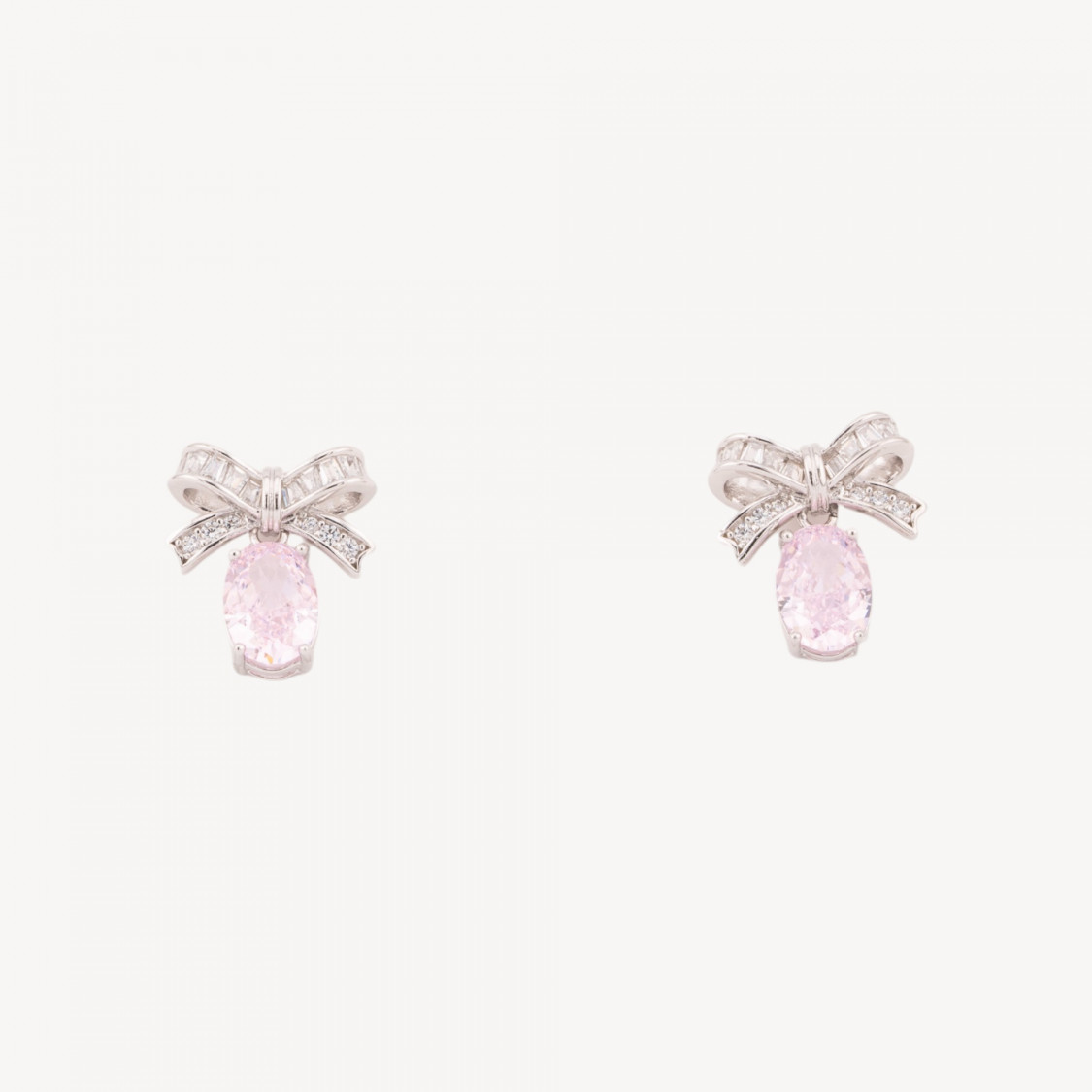 Orecchini Gioiello In Argento 925 Con Corindone Sintetico Fiocco Rosa Rodiato YEH-3220-BOUCLES D'OREILLES DE LUXE EN ARGENT 925 | Worldofjewel.com