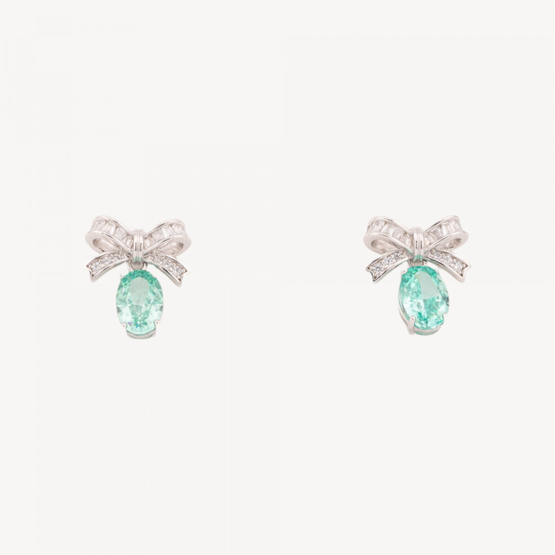 Orecchini Gioiello In Argento 925 Con Corindone Sintetico Fiocco Verde Rodiato YEH-3220-PENDIENTES DE LUJO DE PLATA 925 | Worldofjewel.com