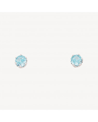 Orecchini Gioiello In Argento 925 Con Corindone Sintetico Punto Luce Acqua Rodiato YEH-2740-925 SILVER LUXE EARRINGS | Worldofjewel.com