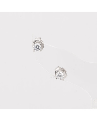 Orecchini In Argento 925 Punto Luce Tondo 4 Grife 4mm 1 Paia Rodiato-PENDIENTES DE LUJO DE PLATA 925 | Worldofjewel.com