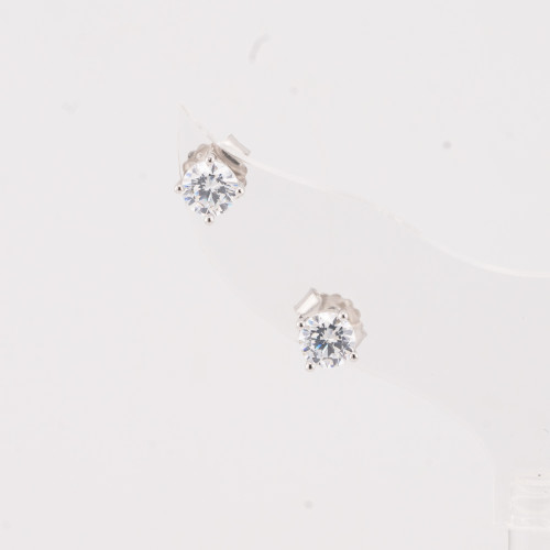 Runde Ohrstecker aus 925er Sterlingsilber mit 4 Krappen (5 mm), 1 Paar, rhodiniert