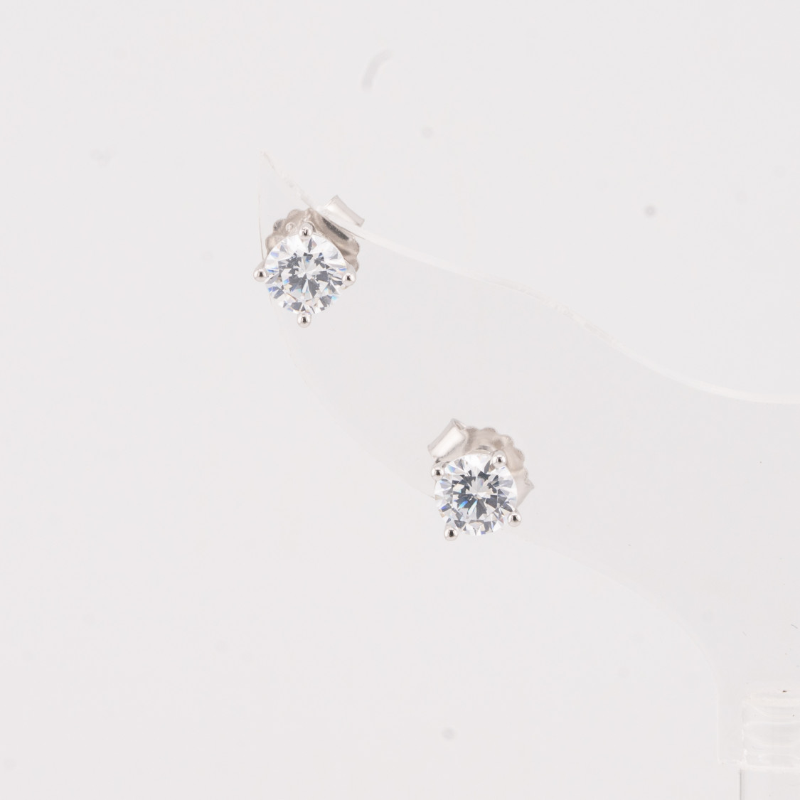 Orecchini In Argento 925 Punto Luce Tondo 4 Grife 5mm 1 Paia Rodiato-PENDIENTES DE LUJO DE PLATA 925 | Worldofjewel.com
