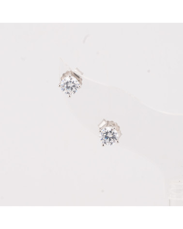 Orecchini In Argento 925 Punto Luce Tondo 4 Grife 5mm 1 Paia Rodiato-PENDIENTES DE LUJO DE PLATA 925 | Worldofjewel.com