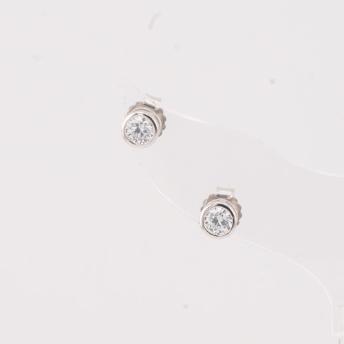 925 Silver Earrings Round Light Point 5mm 1 Pair Rhodium Plated
