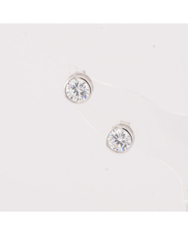 Orecchini In Argento 925 Punto Luce Tondo 7,5mm 1 Paia Rodiato-PENDIENTES DE LUJO DE PLATA 925 | Worldofjewel.com
