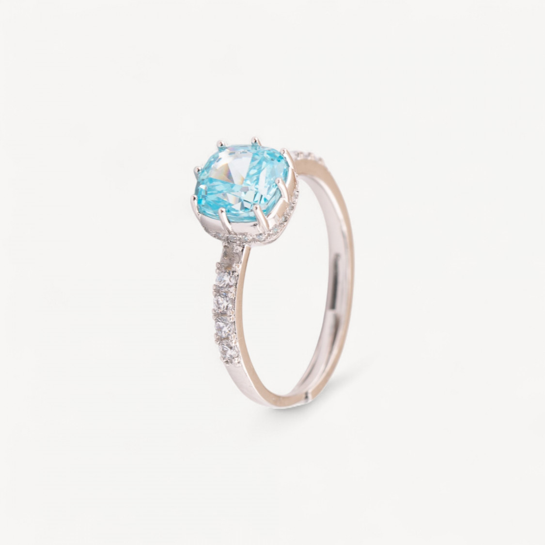 Anello Gioiello In Argento 925 Regolabile Con Corindone Sintetico Quadrato Blu Rodiato YJ-0342-RINGE AUS 925 SILBER | Worldofjewel.com