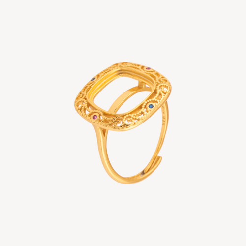 Ringrohling aus 925er Sterlingsilber, verstellbare Größe, mit Lünette