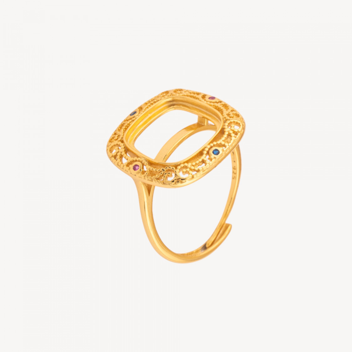 Base Per Anelli Di Argento 925 Misura Regolabile Con Castone-BASIS FÜR RINGE | Worldofjewel.com