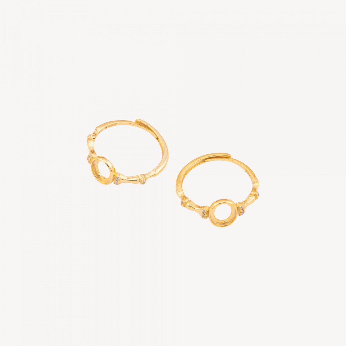 925 Silver Ring Base Adjustable Size with Bezel 2pcs-BASE FOR RINGS | Worldofjewel.com