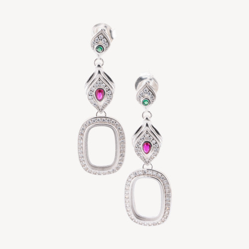 925 Silver Earring Base with Zirconia Pin Setting