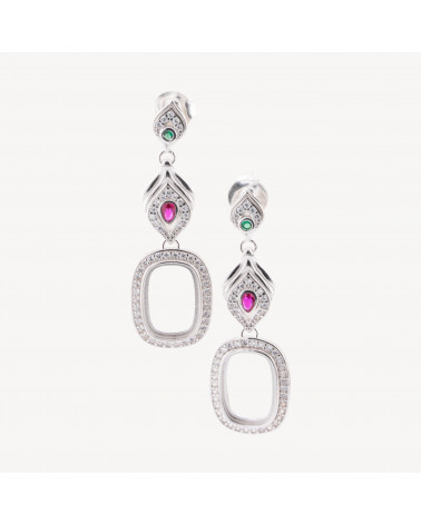 Base Per Orecchini Di Argento 925 Con Zirconi Perno Castone-BASES DE BOUCLES D'OREILLES EN ARGENT 925 | Worldofjewel.com
