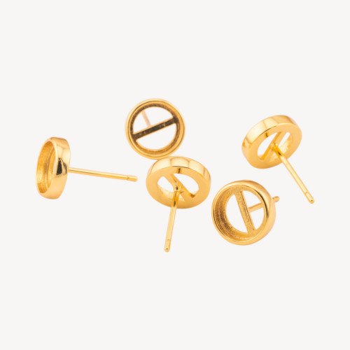 925 Silver Earring Base with Zirconia Pin Bezel 4 Pairs