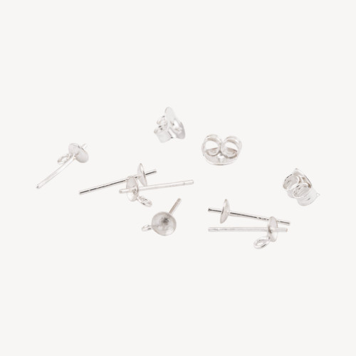 925 Silver Earring Backs with 4mm Butterfly and Hoop Cup, 20 Pairs, Silver Plated