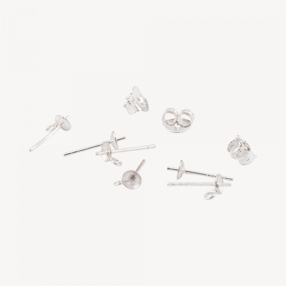 925 Silver Earring Backs with 4mm Butterfly and Hoop Cup, 20 Pairs, Silver Plated-925 SILVER EARRING BASES | Worldofjewel.com