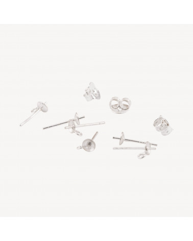 Base Per Orecchini Di Argento 925 Perno Con Coppetta Anellino E Farfalla 4mm 20 Paia Argentato-BASES DE BOUCLES D'OREILLES EN ARGENT 925 | Worldofjewel.com
