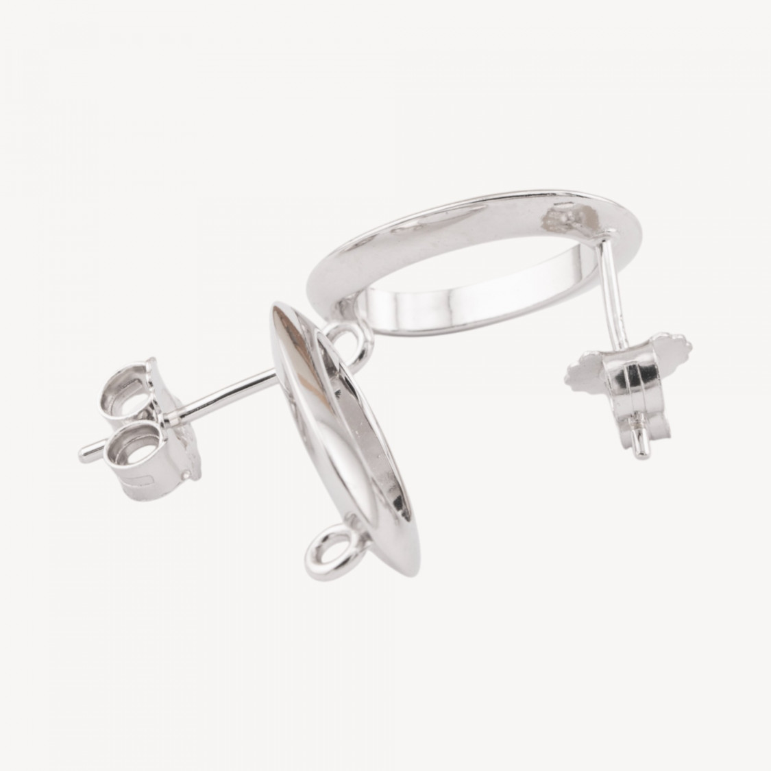 Ovale Ohrringverschlüsse aus 925er Silber, 11 x 17 mm, 1 Paar-925 Silber Ohrringbasen | Worldofjewel.com