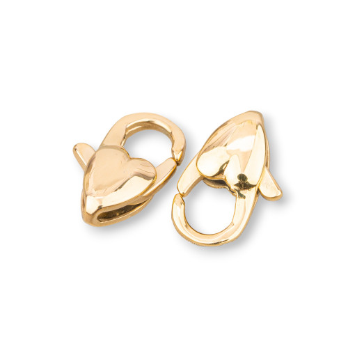 J13 Steel Lobster Clasp Heart 7x13mm 16pcs Gold Plated