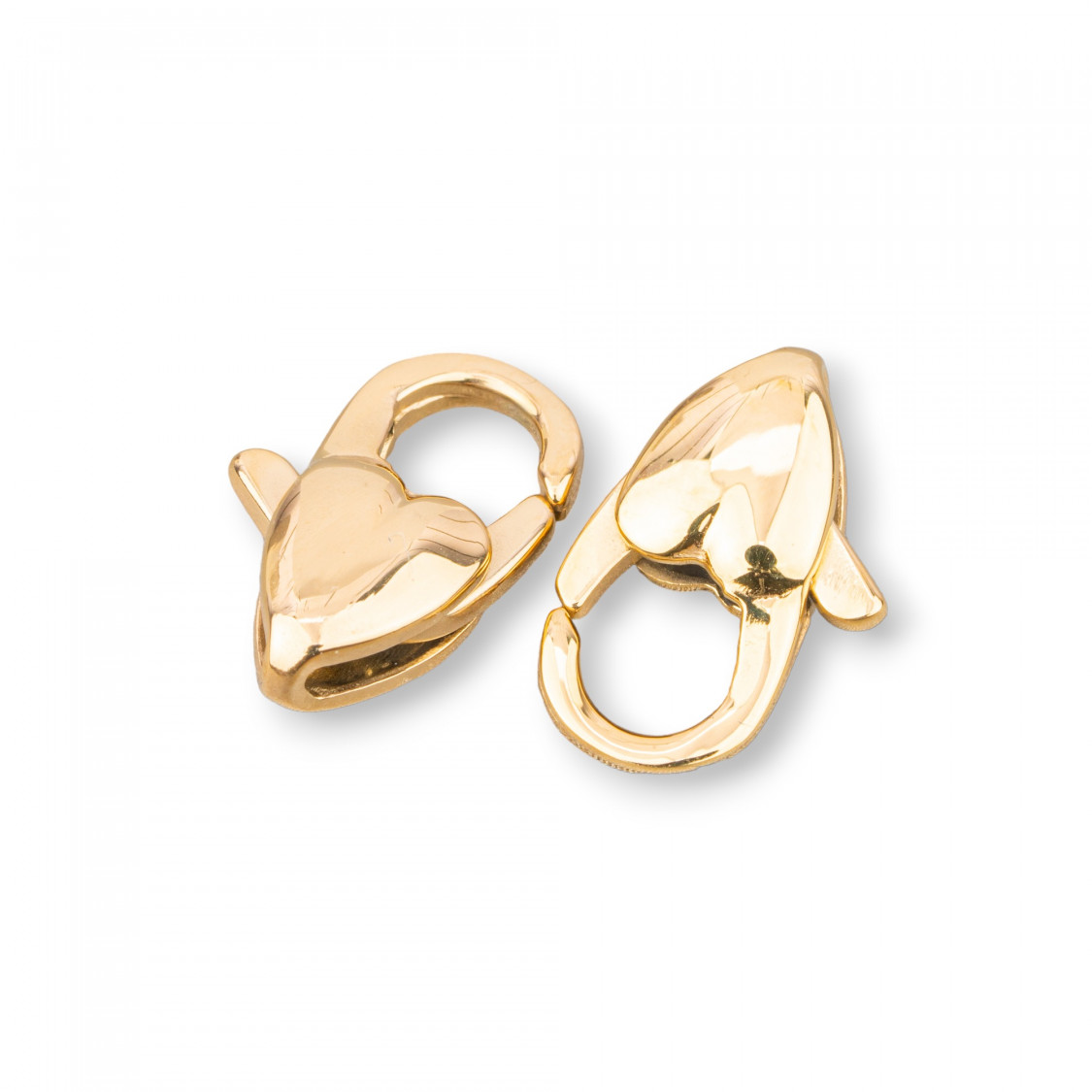 J13 Steel Lobster Clasp Heart 7x13mm 16pcs Gold Plated-STAINLESS STEEL CLOSURES | Worldofjewel.com