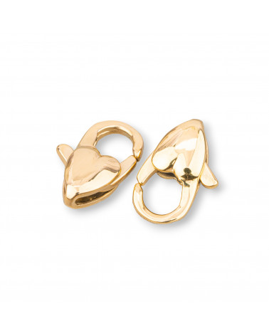 Chiusura Moschettone Di Acciaio J13 Cuore 7x13mm 16pz Placcato Oro-CHIUSURE IN ACCIAIO INOSSIDABILE | Worldofjewel.com