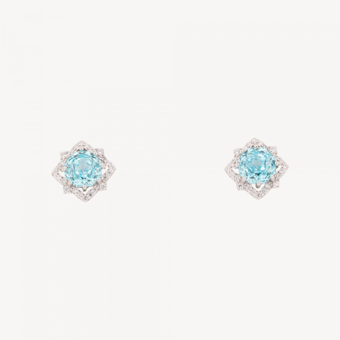 Orecchini Gioiello In Argento 925 Con Corindone Sintetico Stella 8 Punte Acqua Rodiato EL020850-BOUCLES D'OREILLES DE LUXE EN ARGENT 925 | Worldofjewel.com