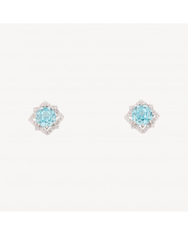 Orecchini Gioiello In Argento 925 Con Corindone Sintetico Stella 8 Punte Acqua Rodiato EL020850-BOUCLES D'OREILLES DE LUXE EN ARGENT 925 | Worldofjewel.com