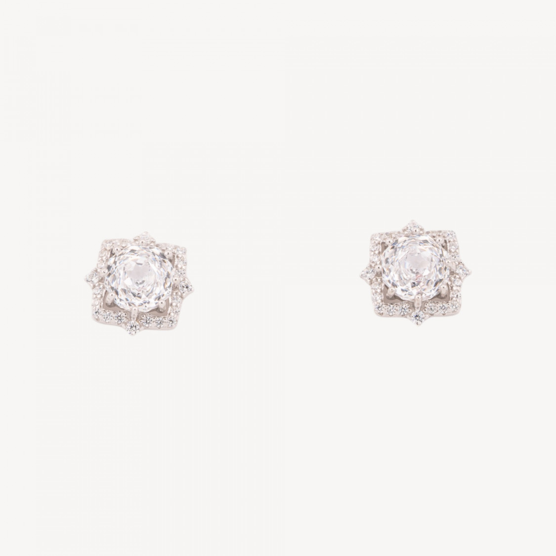 Orecchini Gioiello In Argento 925 Con Corindone Sintetico Stella 8 Punte Bianco Rodiato EL020850-BOUCLES D'OREILLES DE LUXE EN ARGENT 925 | Worldofjewel.com