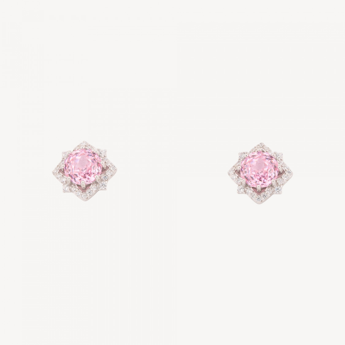 Orecchini Gioiello In Argento 925 Con Corindone Sintetico Stella 8 Punte Rosa Rodiato EL020850-BOUCLES D'OREILLES DE LUXE EN ARGENT 925 | Worldofjewel.com
