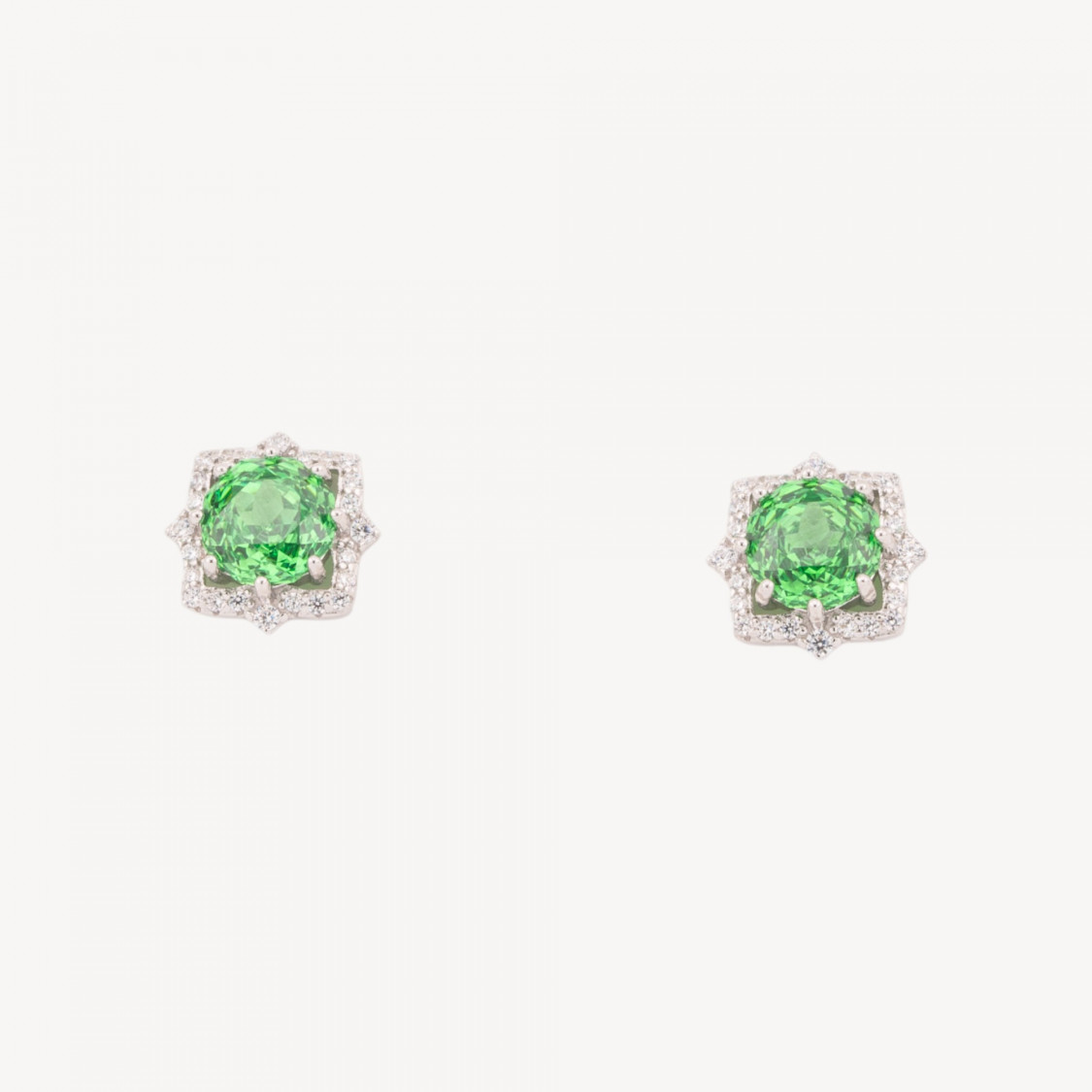 Orecchini Gioiello In Argento 925 Con Corindone Sintetico Stella 8 Punte Verde Rodiato EL020850-BOUCLES D'OREILLES DE LUXE EN ARGENT 925 | Worldofjewel.com