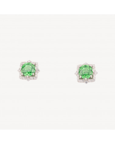 Orecchini Gioiello In Argento 925 Con Corindone Sintetico Stella 8 Punte Verde Rodiato EL020850-BOUCLES D'OREILLES DE LUXE EN ARGENT 925 | Worldofjewel.com
