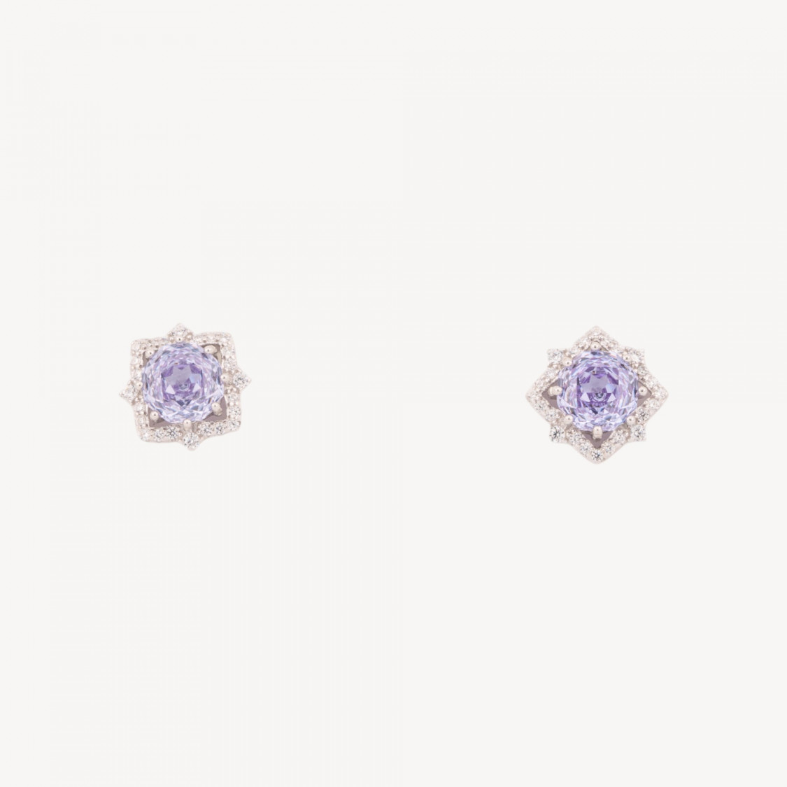 Orecchini Gioiello In Argento 925 Con Corindone Sintetico Stella 8 Punte Viola Rodiato EL020850-BOUCLES D'OREILLES DE LUXE EN ARGENT 925 | Worldofjewel.com