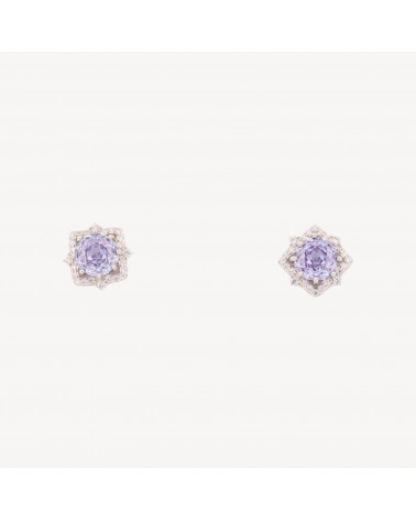 Orecchini Gioiello In Argento 925 Con Corindone Sintetico Stella 8 Punte Viola Rodiato EL020850-BOUCLES D'OREILLES DE LUXE EN ARGENT 925 | Worldofjewel.com