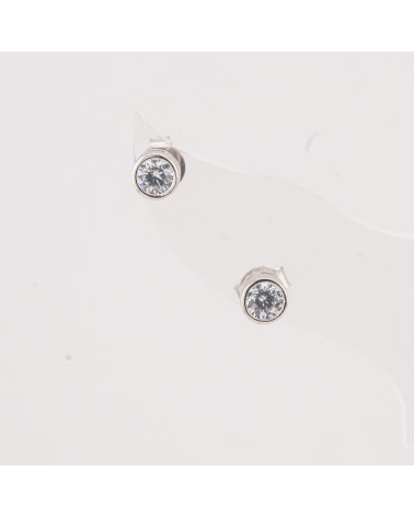 Orecchini In Argento 925 Con Zircone Perno Punto Luce Esterno 5mm Con Zirconi da 4mm 1 Coppia-BOUCLES D'OREILLES DE LUXE EN ARGENT 925 | Worldofjewel.com