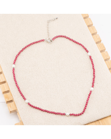 Collana con Cristalli Bordeaux E Perle Di Maiorca Con Chiusura e Catenina In Acciaio Rodiato 10pz-COLLANE BIJOUX | Worldofjewel.com
