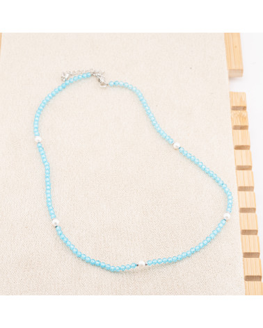 Collana con Cristalli Celesti E Perle Di Maiorca Con Chiusura e Catenina In Acciaio Rodiato 10pz-COLLANE BIJOUX | Worldofjewel.com