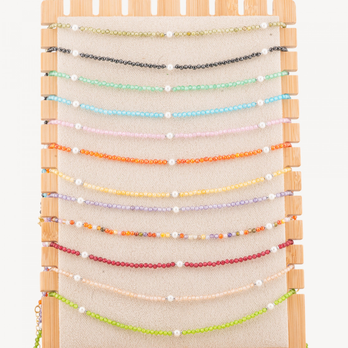 Collana con Cristalli E Perle Di Maiorca Con Chiusura e Catenina In Acciaio Rodiato 10pz-COLLANE BIJOUX | Worldofjewel.com