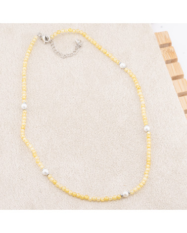 Collana con Cristalli Gialli E Perle Di Maiorca Con Chiusura e Catenina In Acciaio Rodiato 10pz-COLLANE BIJOUX | Worldofjewel.com