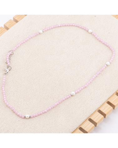 Collana con Cristalli Rosa E Perle Di Maiorca Con Chiusura e Catenina In Acciaio Rodiato 10pz-COLLANE BIJOUX | Worldofjewel.com