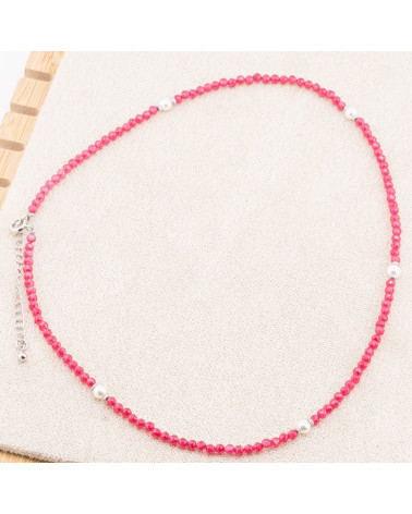 Collana con Cristalli Rossi E Perle Di Maiorca Con Chiusura e Catenina In Acciaio Rodiato 10pz-COLLANE BIJOUX | Worldofjewel.com