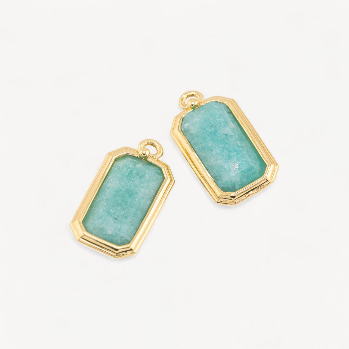 10pcs Amazonite Rectangle 11x20mm Bronze Pendant Component with Hard Stones-LINKS CZ CRYSTALS ALYSSA LINE | Worldofjewel.com