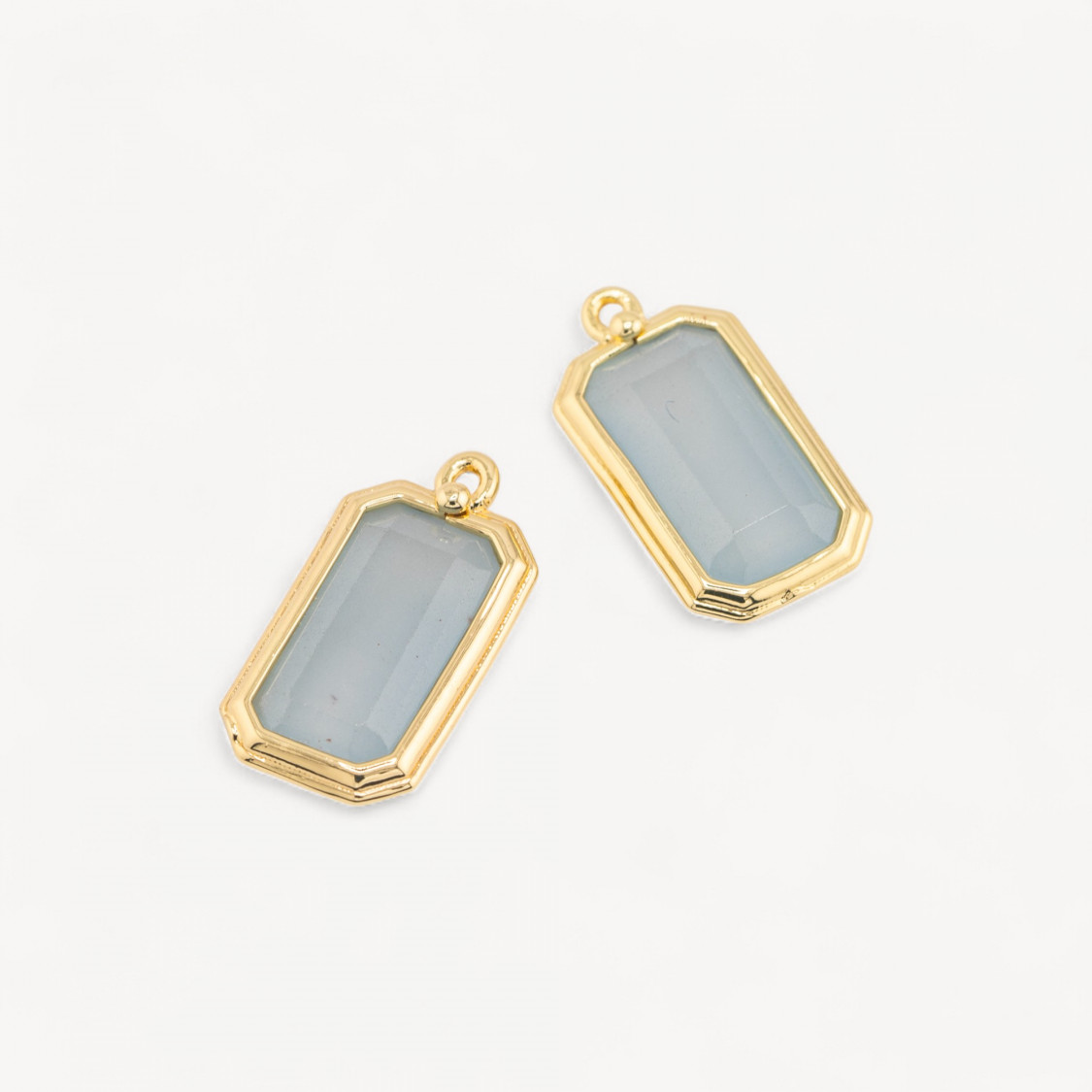 Colgante de bronce con piedras duras rectangulares de 11 x 20 mm (10 unidades) de calcedonia.-ENLACES CRISTALES CZ LÍNEA ALYSSA | Worldofjewel.com